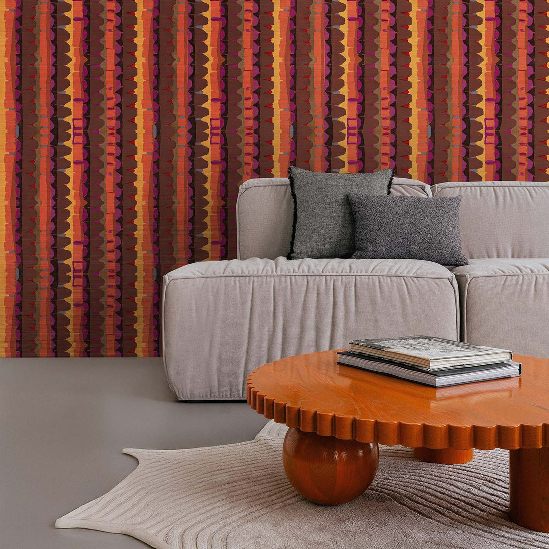 70s Retro Grasscloth Wallpaper