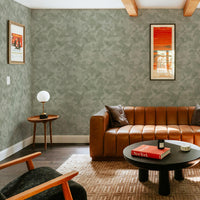 Green Limewash Grasscloth Wallpaper