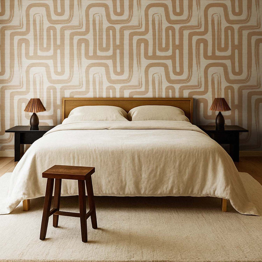 Latte Paintbrush Maze © Design Grasscloth Wallpaper