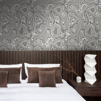 Metallic Silver Malachite Wallpaper
