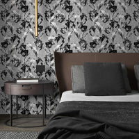 Metallic Silver Tulips Wallpaper