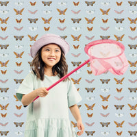 Eclectic colorful butterflies removable wallpaper in girls playroom interior