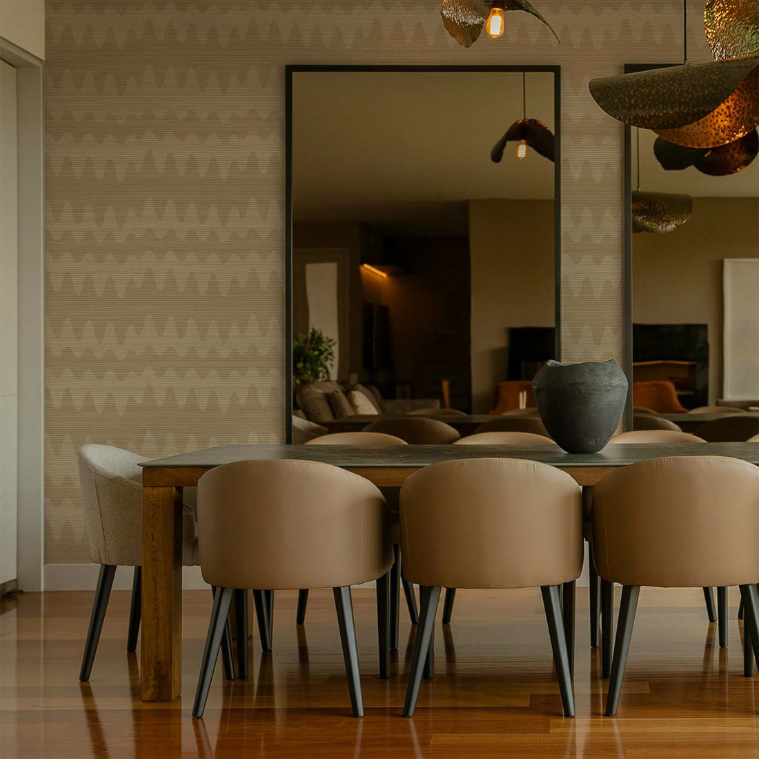 Abstract Wave Grasscloth Wallpaper