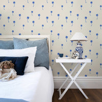 Bright Blue Tiny Palms Wallpaper