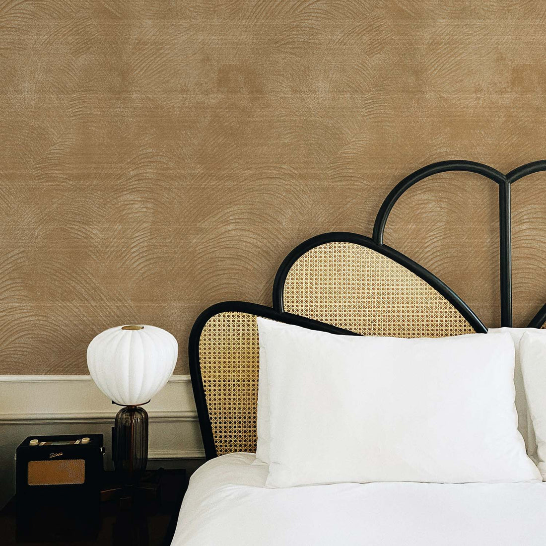 Latte Limewash Grasscloth Wallpaper