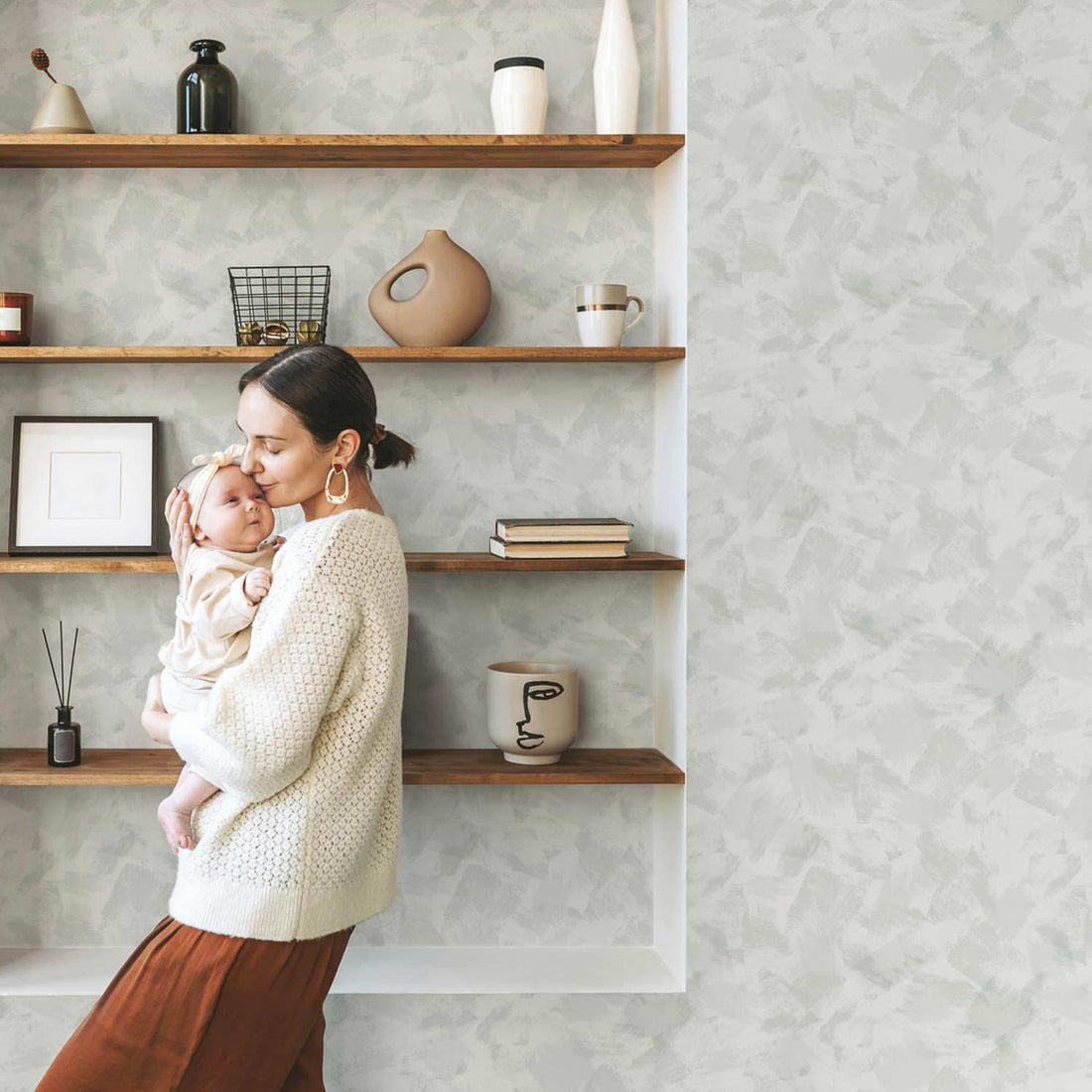 Soft Sage Limewash Design Wallpaper