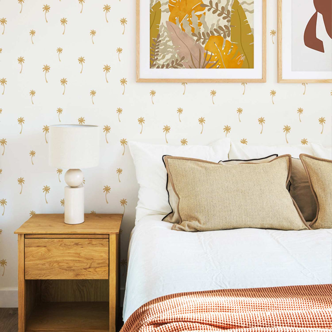 Tiny Palms In Ochre Wallpaper