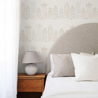 Neutral Color Vintage Houses Wallpaper