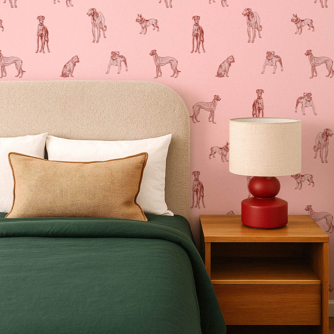 Pink Dog Print Wallpaper