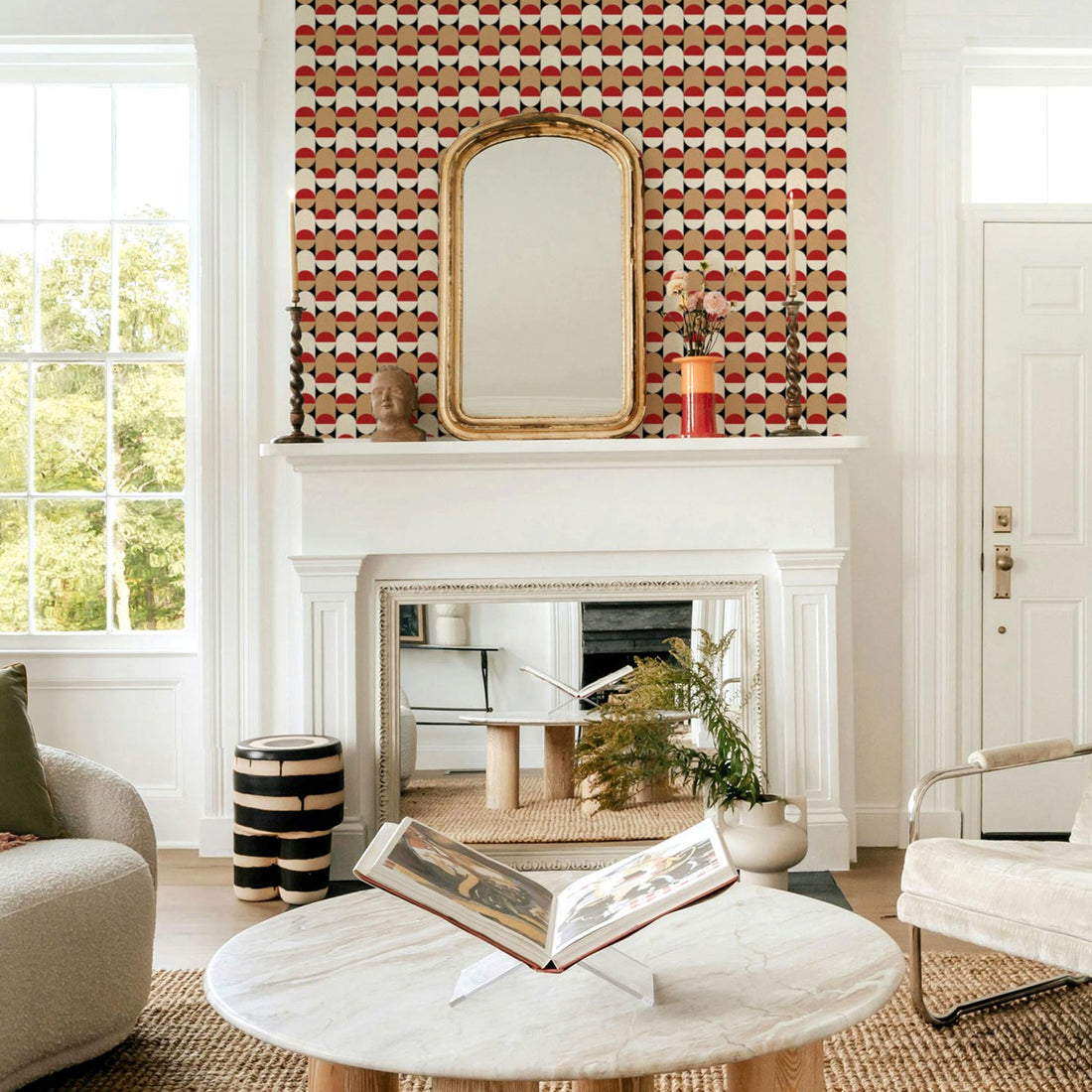 Red Mini Retro Design Wallpaper