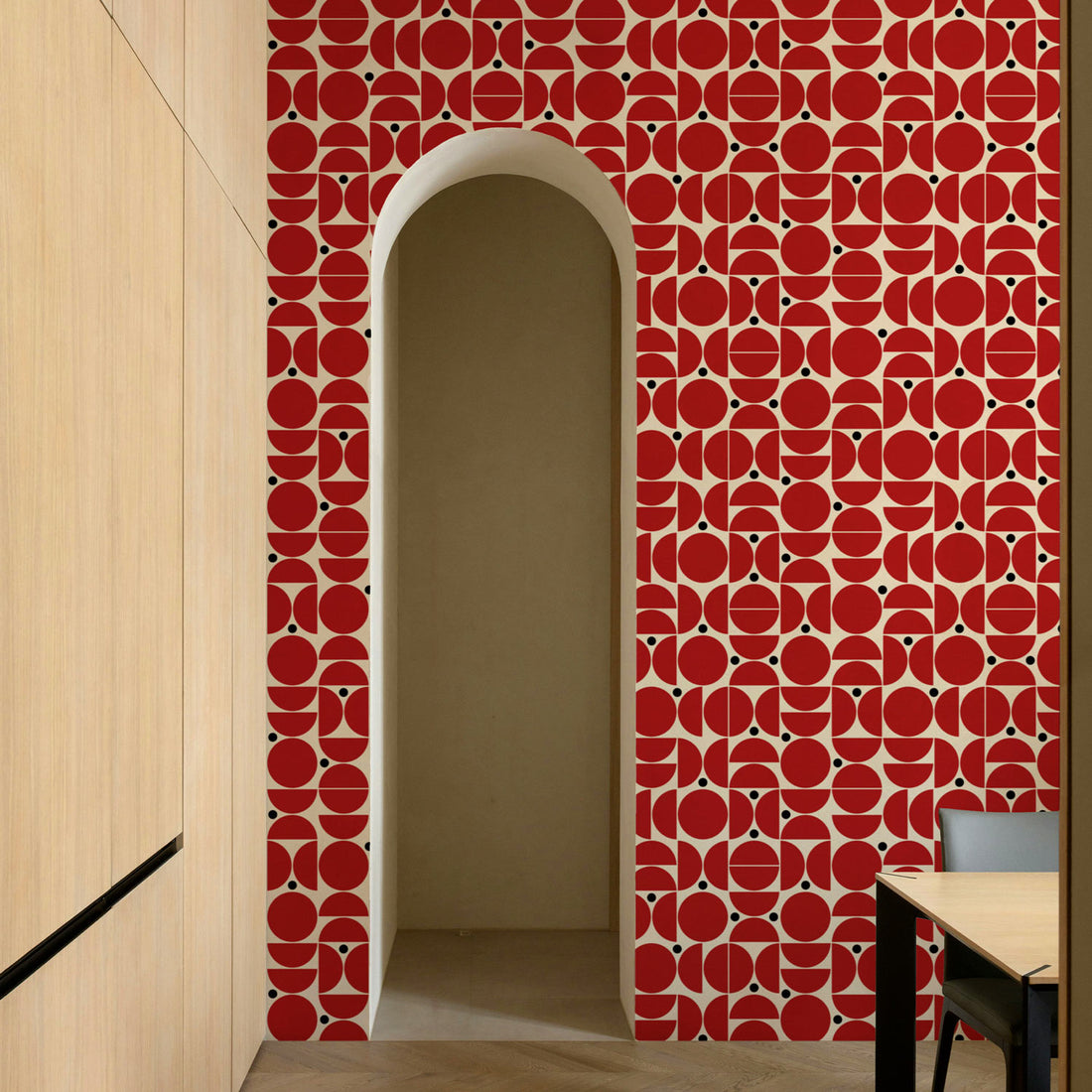 Red Retro Geometric Wallpaper