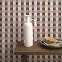 Retro Mosaic Tiles Print Wallpaper