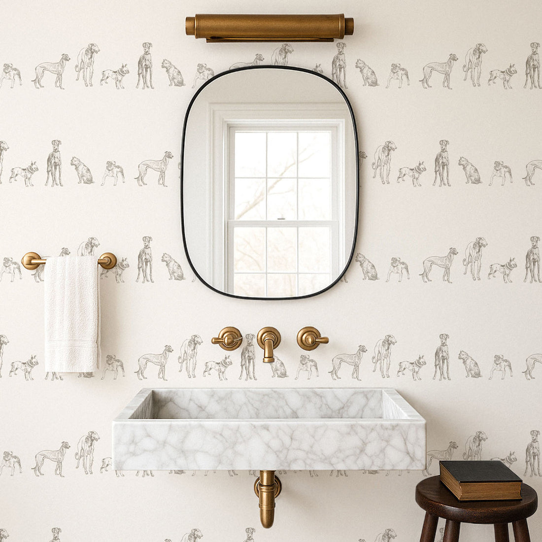 Vintage Dog Print Wallpaper