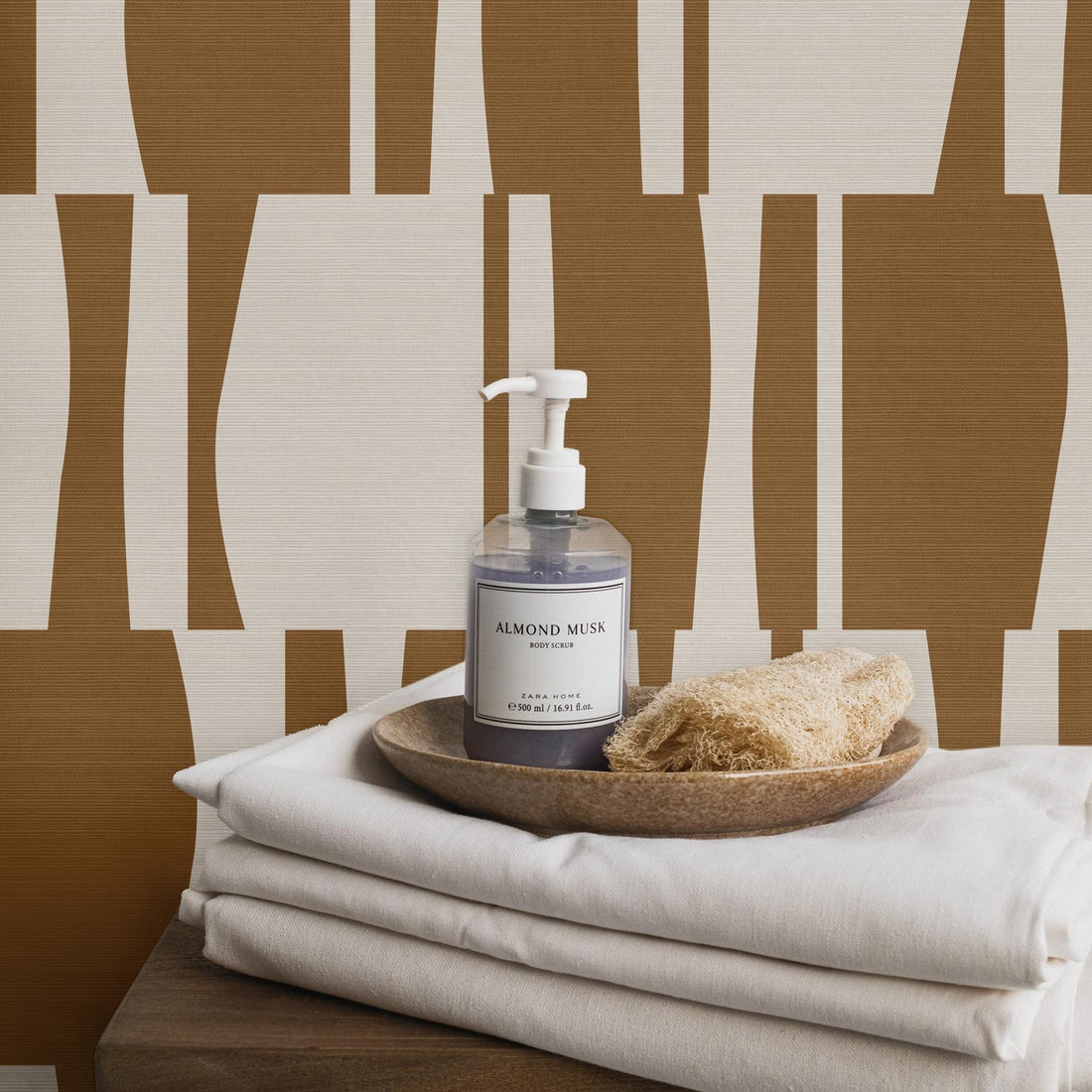 Abstract Geometric Tiles Print Grasscloth Wallpaper