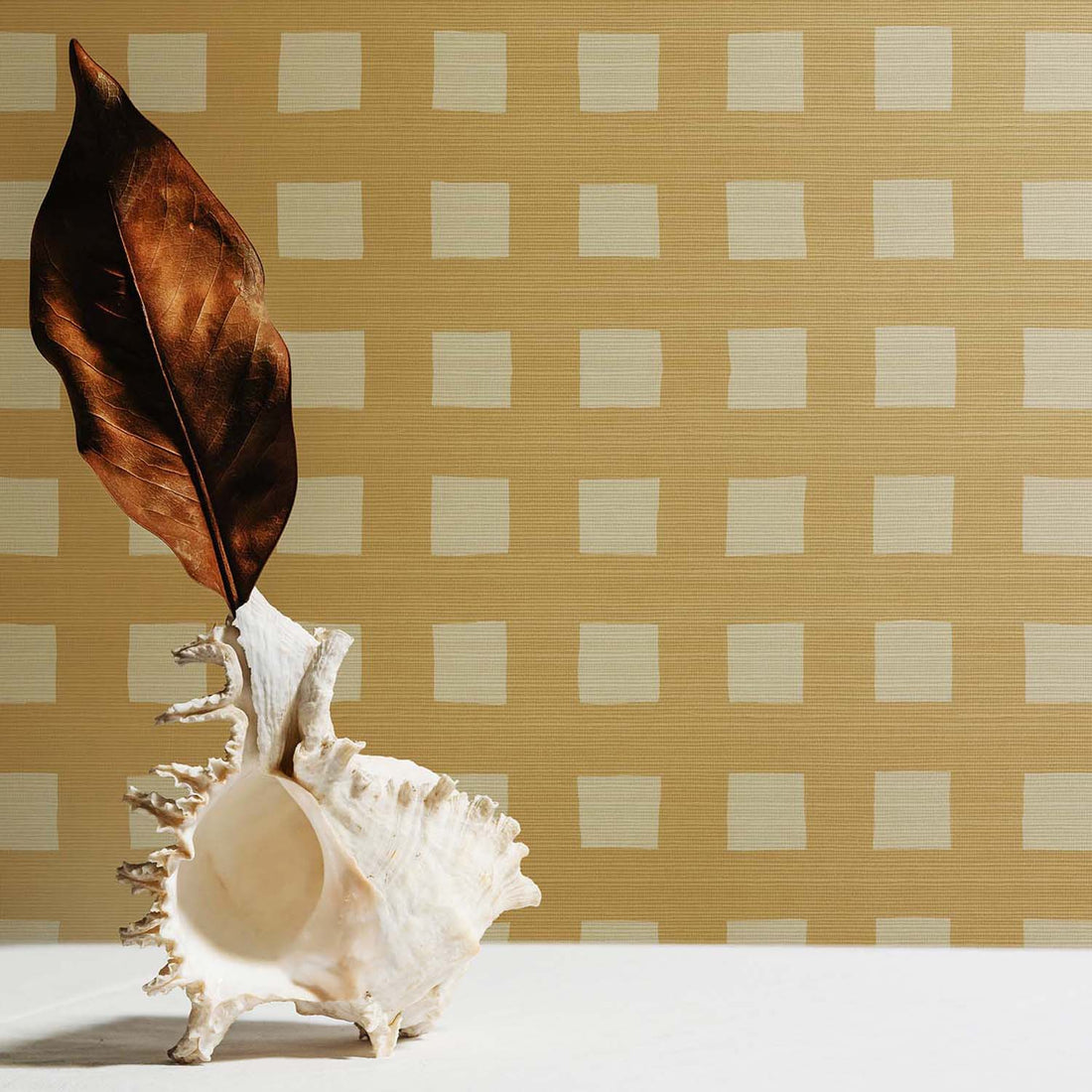 Butter Yellow Modern Plaid Grasscloth Wallpaper