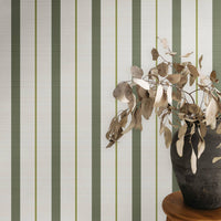 Modern Stripes Print Grasscloth Wallpaper In Green