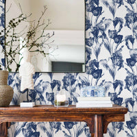 Garden Of Blue Tulips Wallpaper