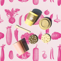 Vintage Farmhouse Vegetable Wallpaper in Bright Pink