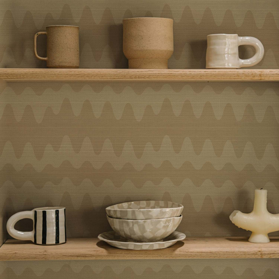 Abstract Wave Grasscloth Wallpaper