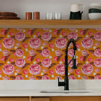 bright colored floral backsplash design ideas