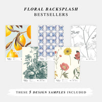 Backsplash Sample Bundle - 5 Floral Backsplash Samples