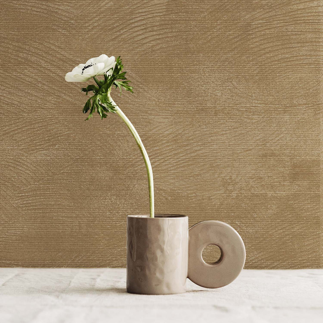 Latte Limewash Grasscloth Wallpaper