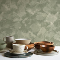Olive Green Limewash Pattern Wallpaper