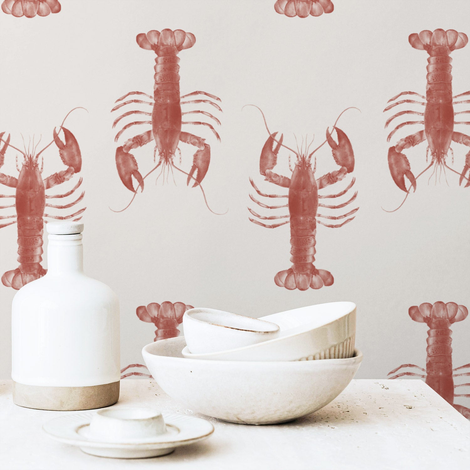 Red Lobster Removable Wallpaper | Coastal interior decor | Livettes ...