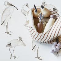 Vintage birds design removable wallpaper for minimal kids room interior
