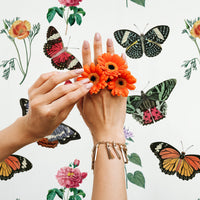 Vintage butterfly design removable wallpaper for kids room interiors