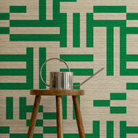 Green Maze Grasscloth Wallpaper