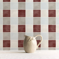 Maroon Tile Plaid Design Wallpaper