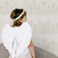 Neutral Color Vintage Houses Wallpaper