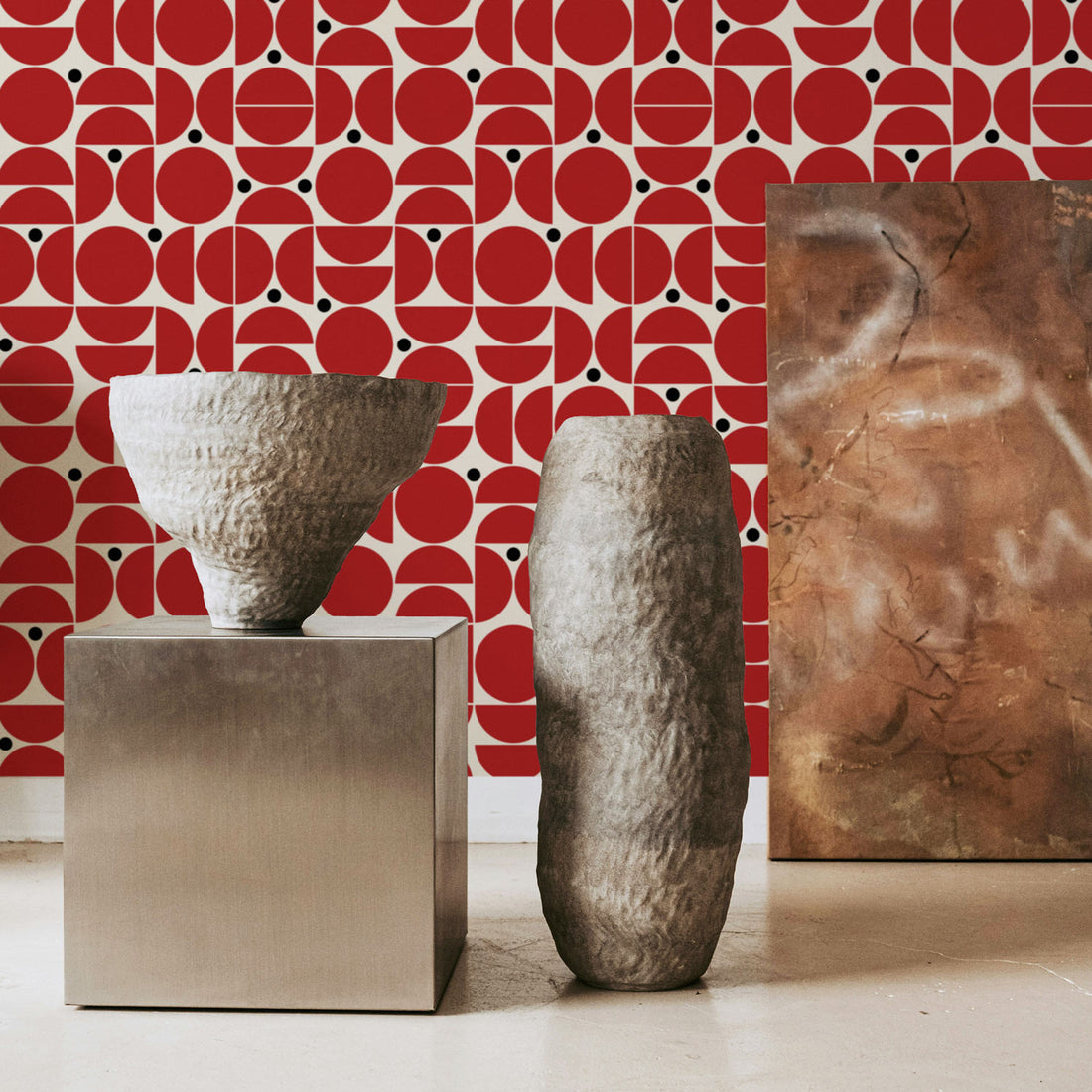 Red Retro Geometric Wallpaper