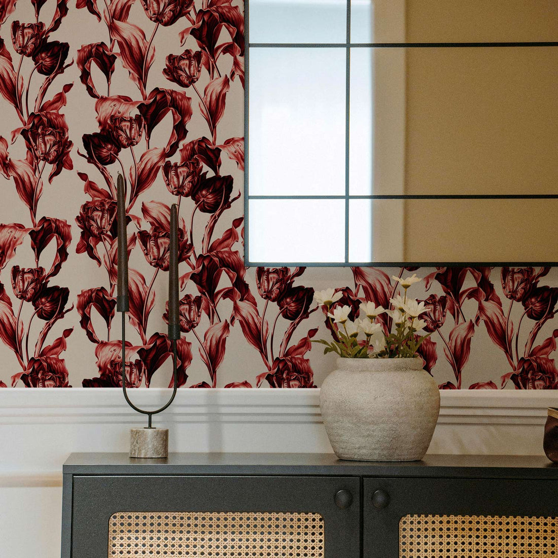 Garden Of Red Tulips Wallpaper