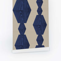 Bold Blue Infinity Wood Block Wallpaper