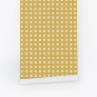 Butter Yellow Modern Plaid Wallpaper