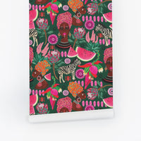 tropical african art decor in pink