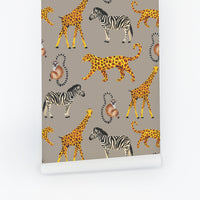 african interior design wallpaper with animals