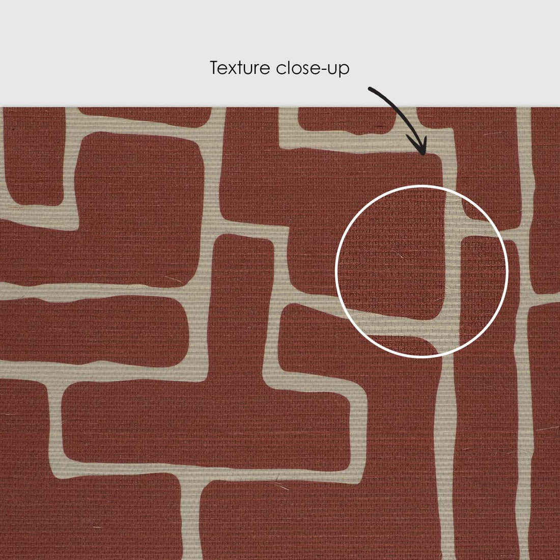 Terracotta Abstract Brick Design Grasscloth Wallpaper