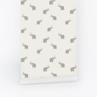 Tiny Neutral Vintage Elephants Wallpaper