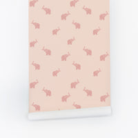 Tiny Pink Vintage Elephants Wallpaper