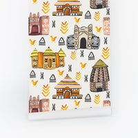 african abstract art with tribal house pattern