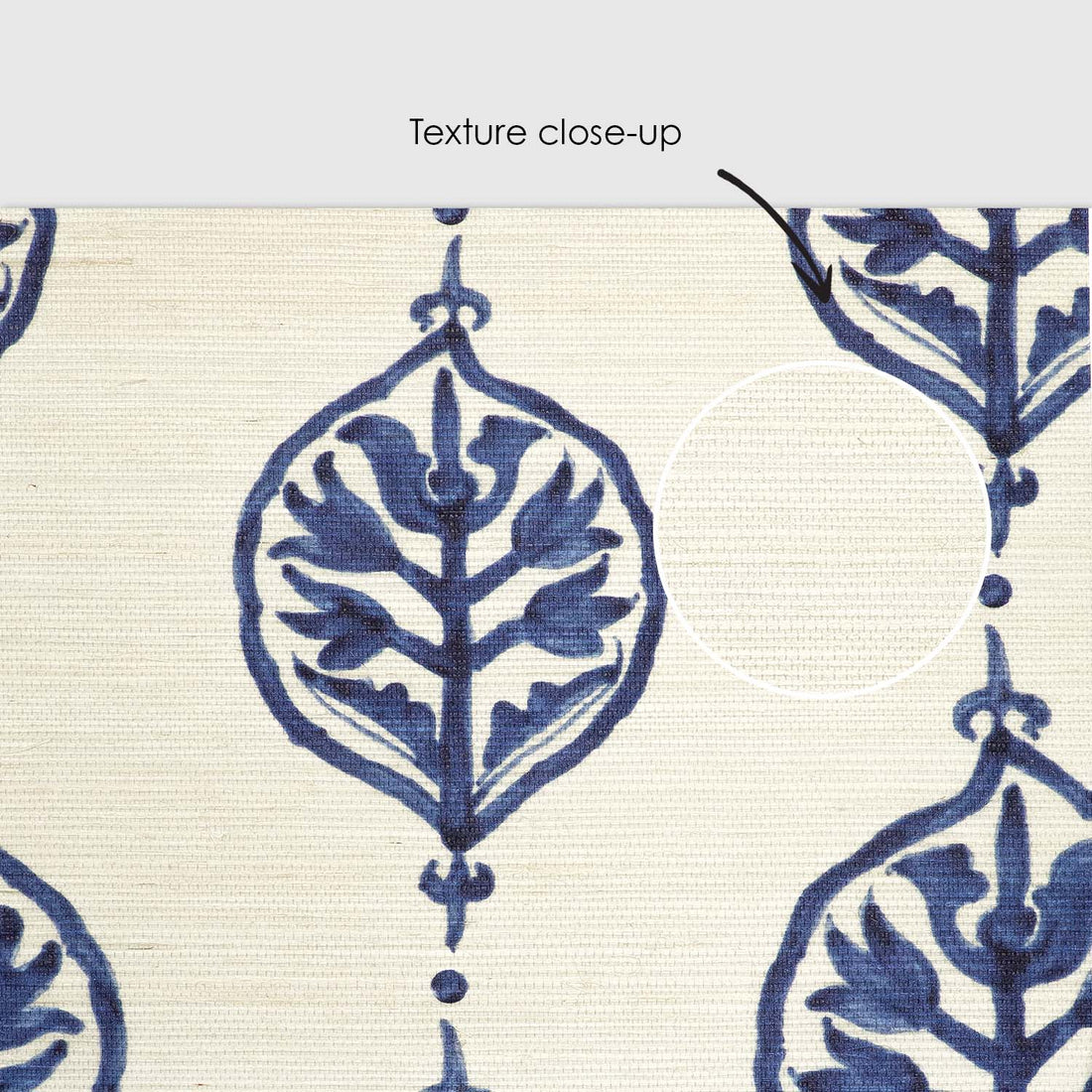 Vintage Floral Ornament Grasscloth Wallpaper