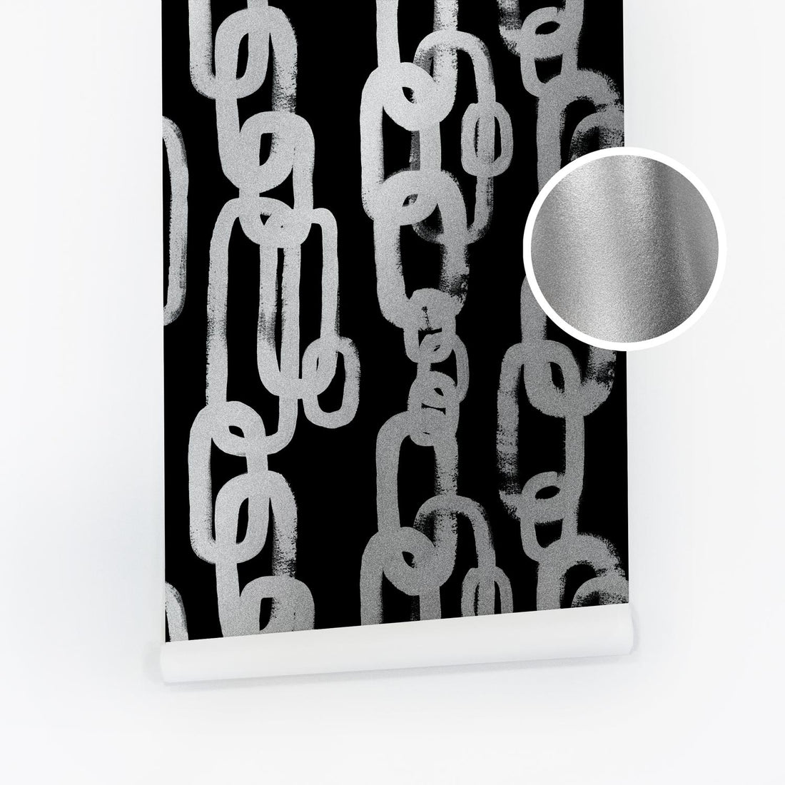 Metallic Silver Chain Pattern © Wallpaper