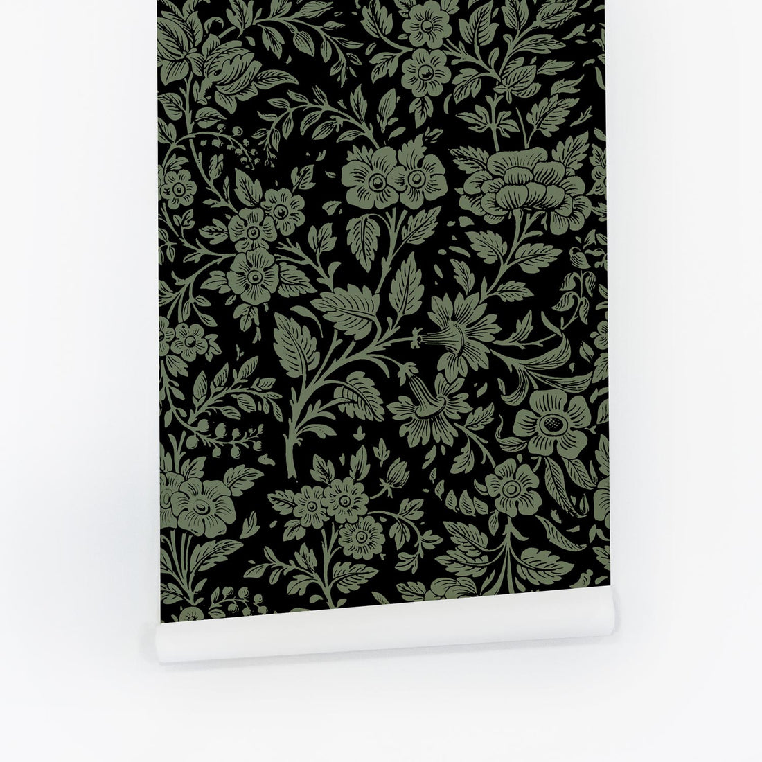 Dark Granny Chic Floral Print Wallpaper