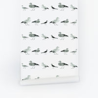 Vintage birds design wallpaper for kids interior