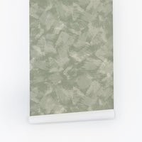 Olive Green Limewash Pattern Wallpaper