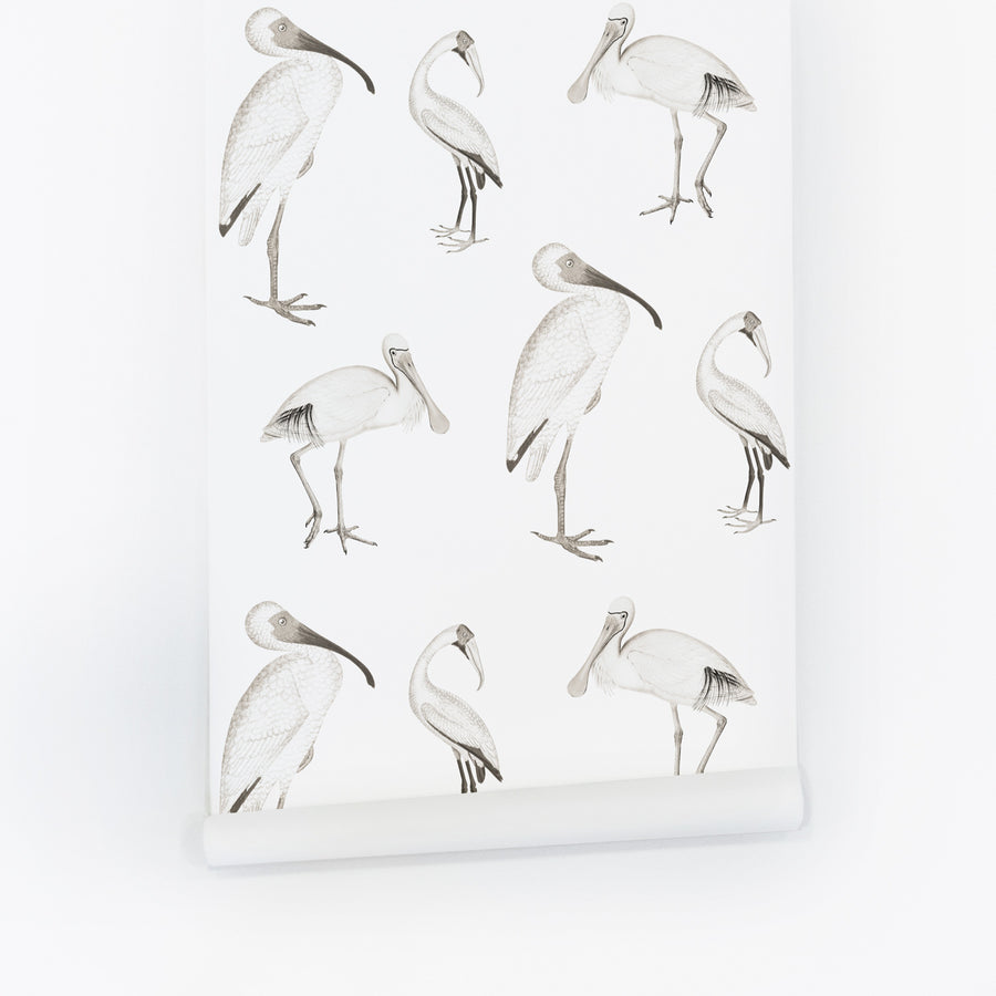 Minimal birds design wallpaper for neutral interiors