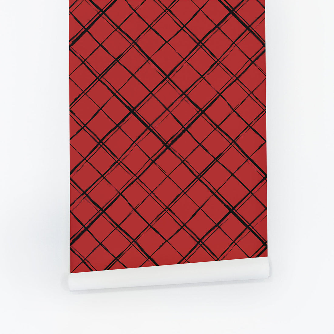 Red Minimal Plaid Print Wallpaper